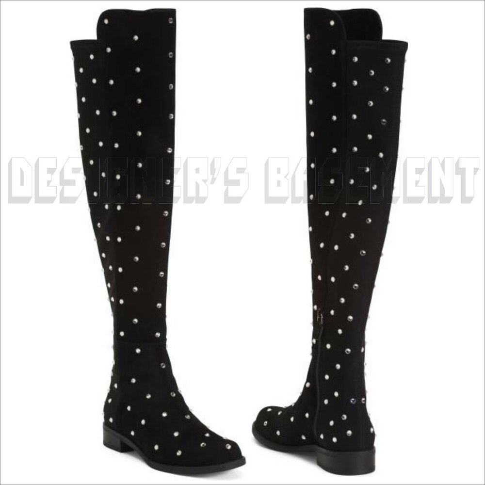 STUART WEITZMAN 37/6.5US Suede HIGHSHINE Crystal 5050 Over-The-Knee Boots in box - Picture 10 of 10